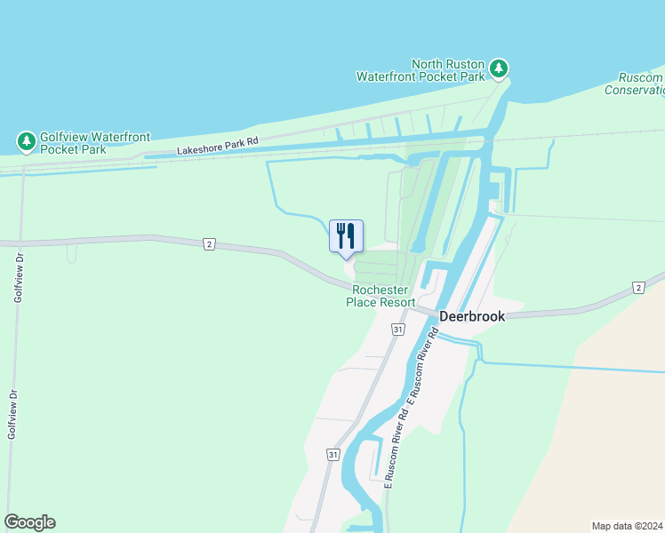 map of restaurants, bars, coffee shops, grocery stores, and more near 981 County Road 2 in Belle River