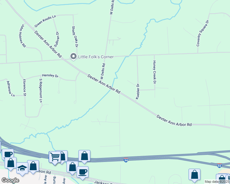 map of restaurants, bars, coffee shops, grocery stores, and more near 4515 Dexter Ann Arbor Road in Ann Arbor