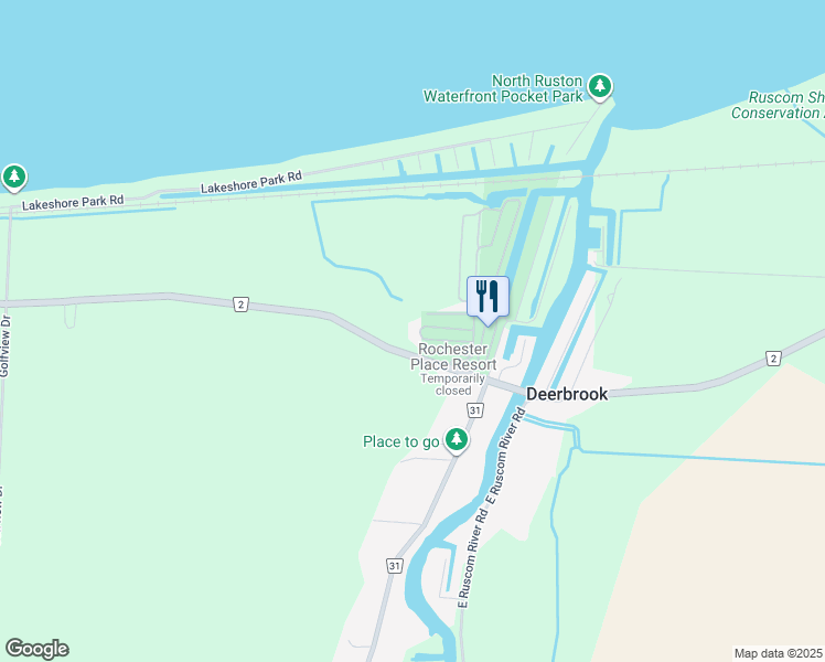 map of restaurants, bars, coffee shops, grocery stores, and more near 981 County Road 2 in Belle River