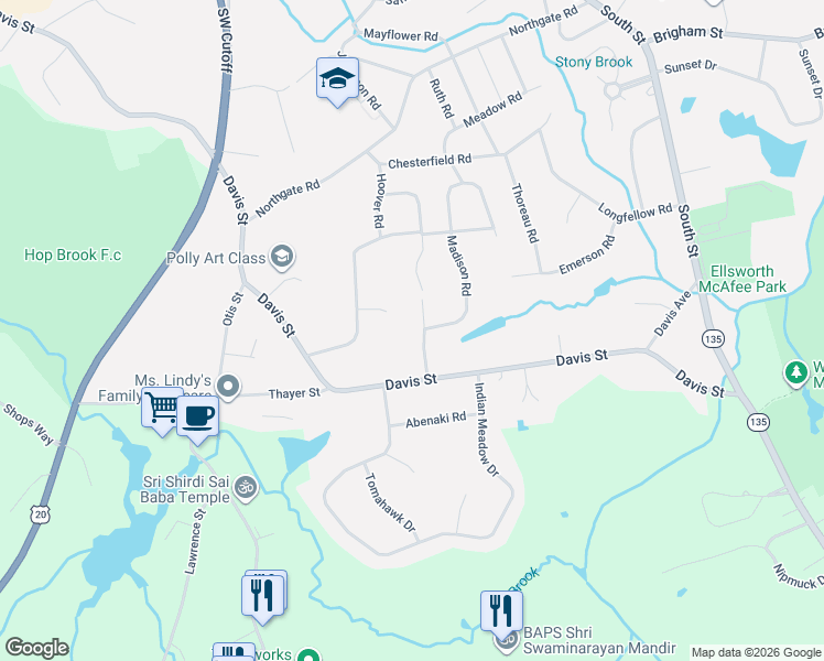 map of restaurants, bars, coffee shops, grocery stores, and more near 12 Lanthorn Road in Northborough
