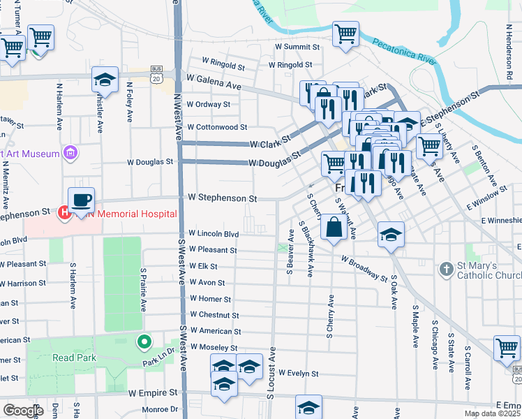 map of restaurants, bars, coffee shops, grocery stores, and more near 500 Economy Court in Freeport