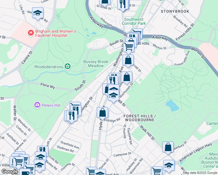 map of restaurants, bars, coffee shops, grocery stores, and more near in Boston