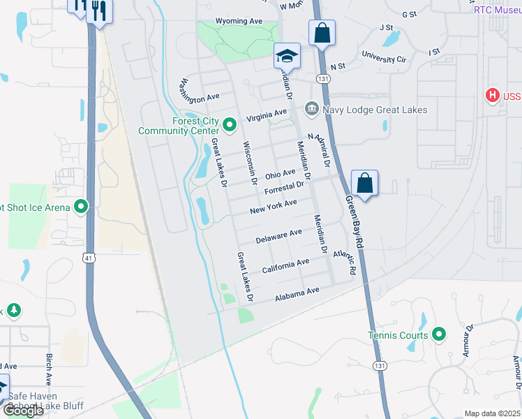 map of restaurants, bars, coffee shops, grocery stores, and more near 2467 New York Avenue in North Chicago