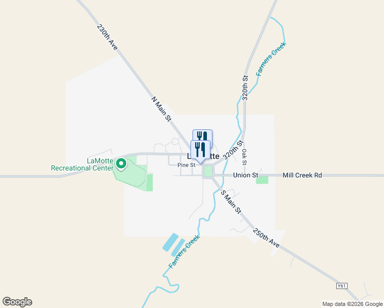 map of restaurants, bars, coffee shops, grocery stores, and more near 400 Pine Street in La Motte