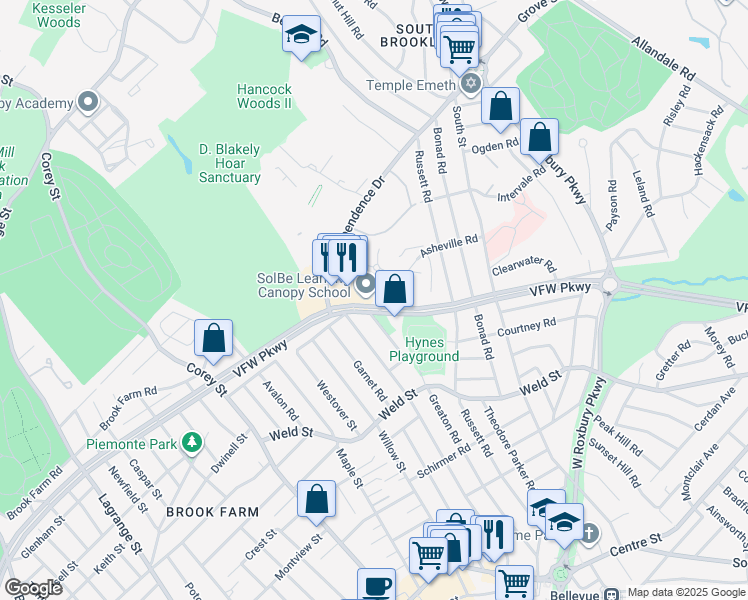 map of restaurants, bars, coffee shops, grocery stores, and more near in 