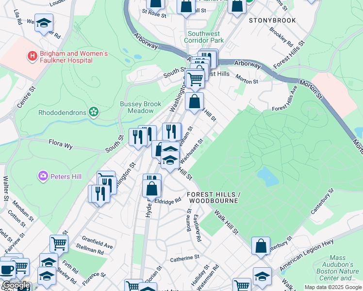 map of restaurants, bars, coffee shops, grocery stores, and more near 9 Varney Street in Boston