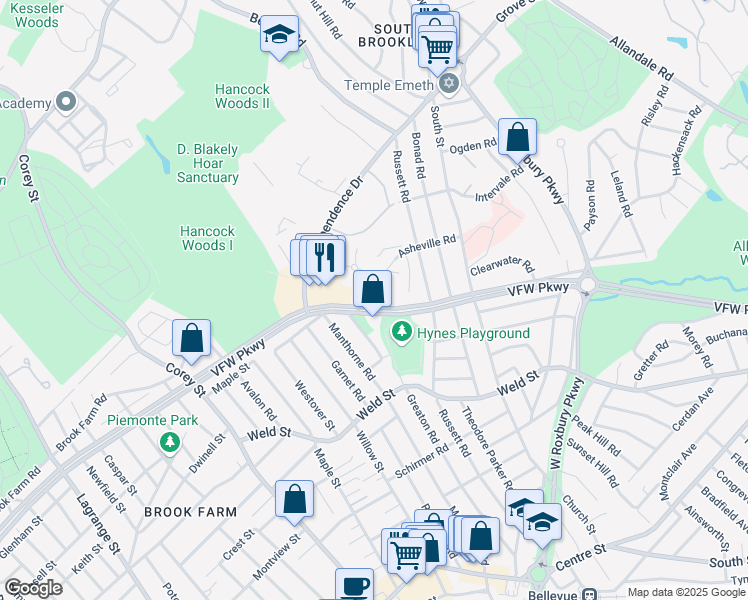 map of restaurants, bars, coffee shops, grocery stores, and more near in 