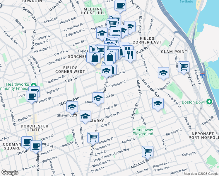map of restaurants, bars, coffee shops, grocery stores, and more near 14 Dix Street in Boston