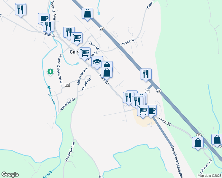 map of restaurants, bars, coffee shops, grocery stores, and more near 353 Main Street in Cairo