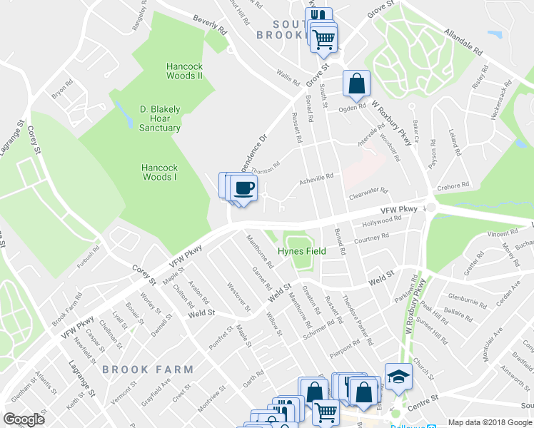 map of restaurants, bars, coffee shops, grocery stores, and more near in 