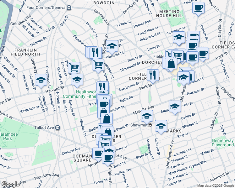 map of restaurants, bars, coffee shops, grocery stores, and more near 48-50 Lindsey Street in Boston