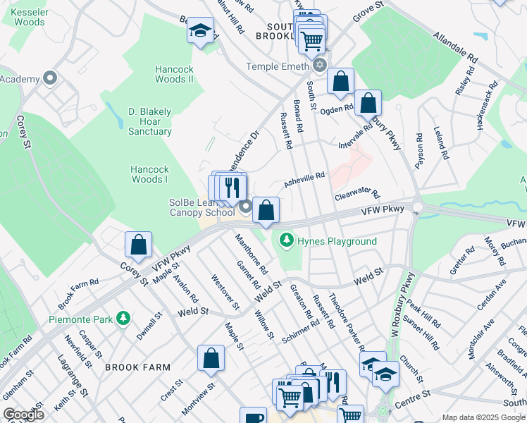map of restaurants, bars, coffee shops, grocery stores, and more near 276 Independence Drive in Boston