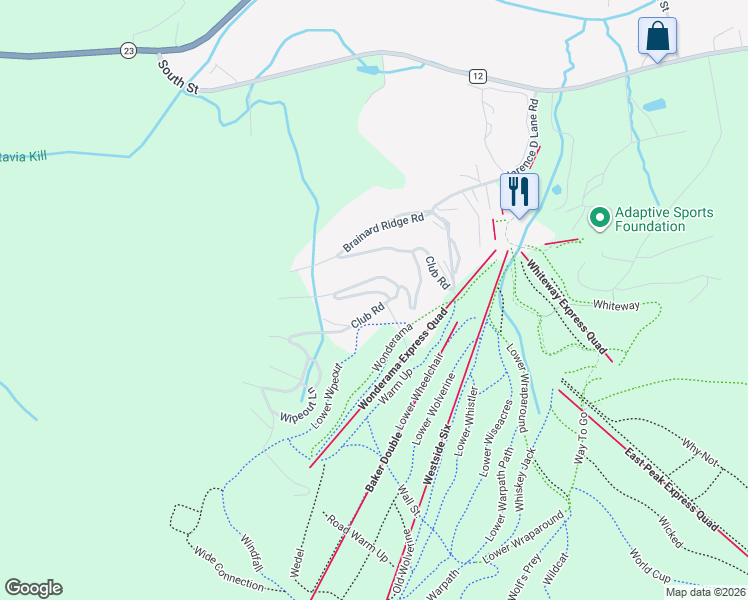 map of restaurants, bars, coffee shops, grocery stores, and more near 55 The Loop in Windham