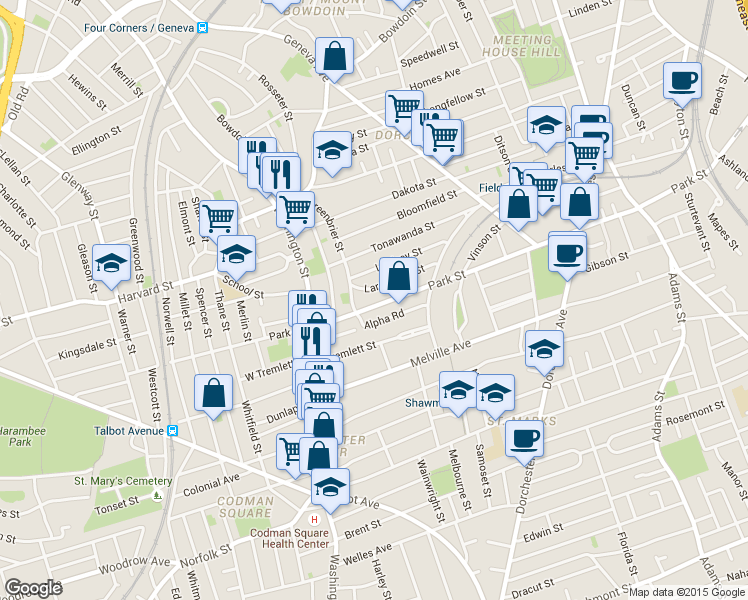 map of restaurants, bars, coffee shops, grocery stores, and more near 48-50 Lindsey Street in Boston