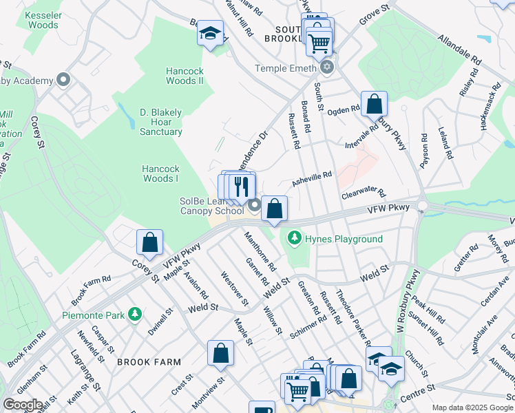map of restaurants, bars, coffee shops, grocery stores, and more near 276 Independence Drive in Boston