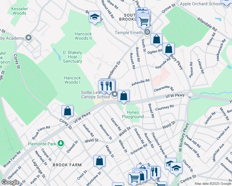 map of restaurants, bars, coffee shops, grocery stores, and more near 276 Independence Drive in Boston