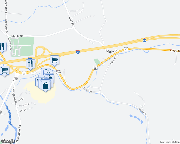 map of restaurants, bars, coffee shops, grocery stores, and more near 465 Chapel Street in Lee