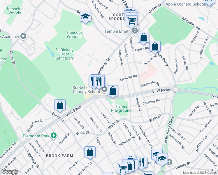 map of restaurants, bars, coffee shops, grocery stores, and more near 276 Independence Drive in Boston