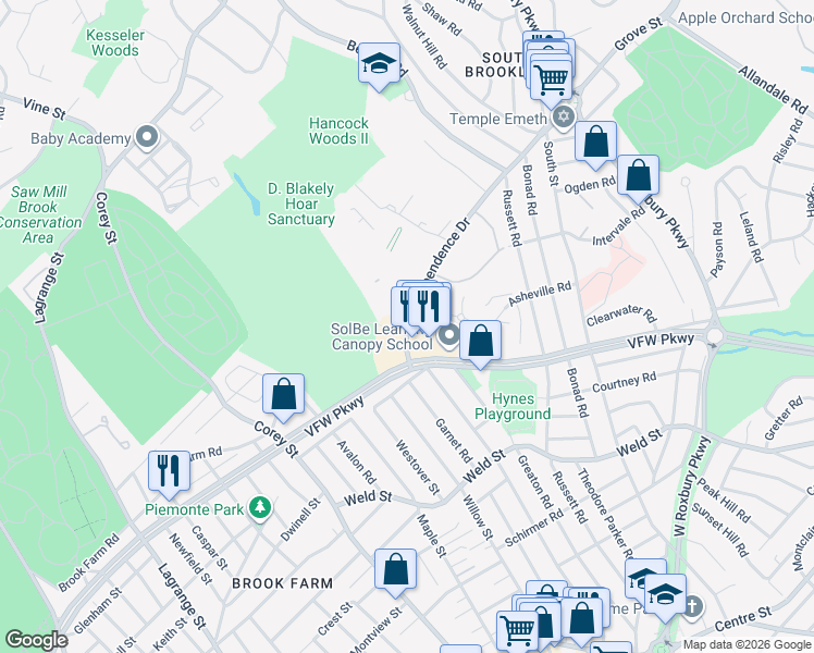 map of restaurants, bars, coffee shops, grocery stores, and more near in Boston