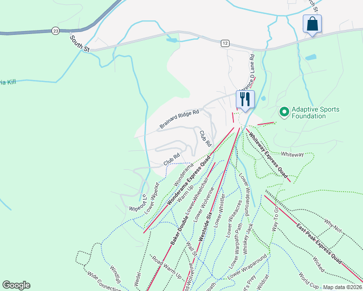 map of restaurants, bars, coffee shops, grocery stores, and more near 55 The Loop in Windham