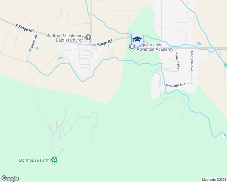 map of restaurants, bars, coffee shops, grocery stores, and more near 3707 South Stage Road in Medford