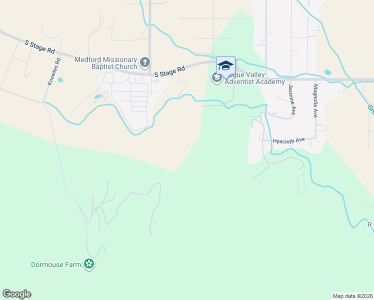 map of restaurants, bars, coffee shops, grocery stores, and more near 3707 South Stage Road in Medford