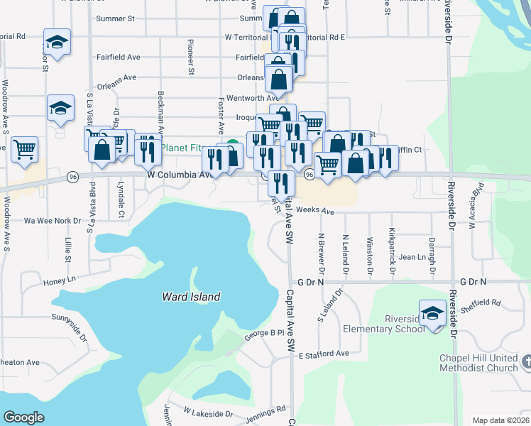 map of restaurants, bars, coffee shops, grocery stores, and more near 200 Latimer Lane in Battle Creek