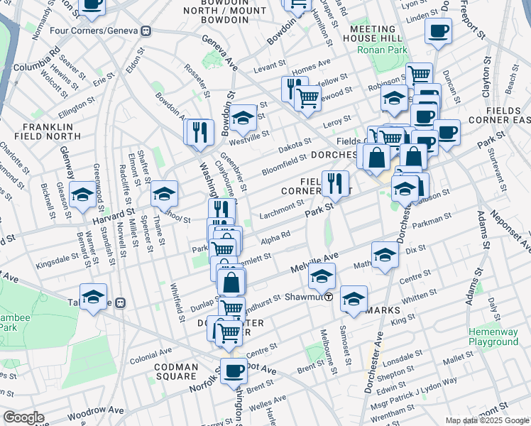 map of restaurants, bars, coffee shops, grocery stores, and more near 48-50 Lindsey Street in Boston