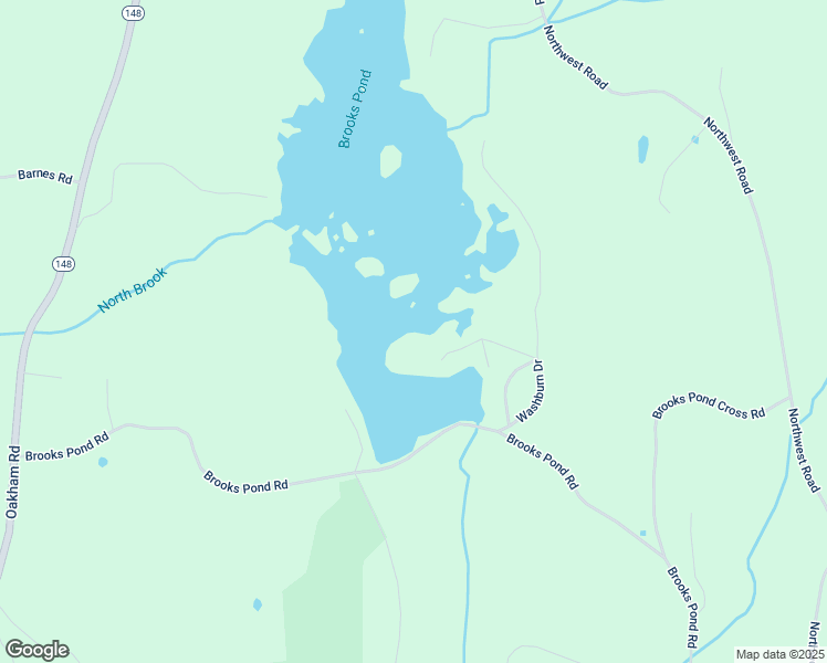 map of restaurants, bars, coffee shops, grocery stores, and more near 8 Brooks Pond Point Road in North Brookfield