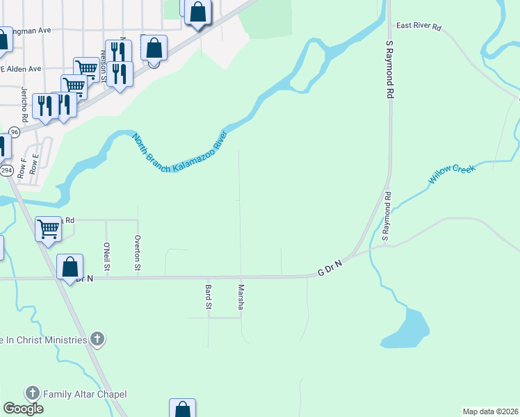 map of restaurants, bars, coffee shops, grocery stores, and more near 198 Silver Street in Battle Creek