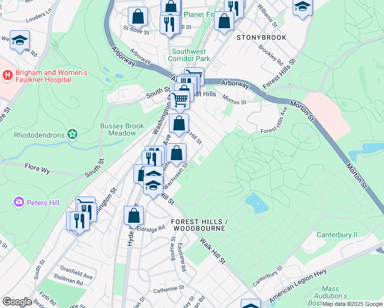 map of restaurants, bars, coffee shops, grocery stores, and more near 35 Sunset Avenue in Boston