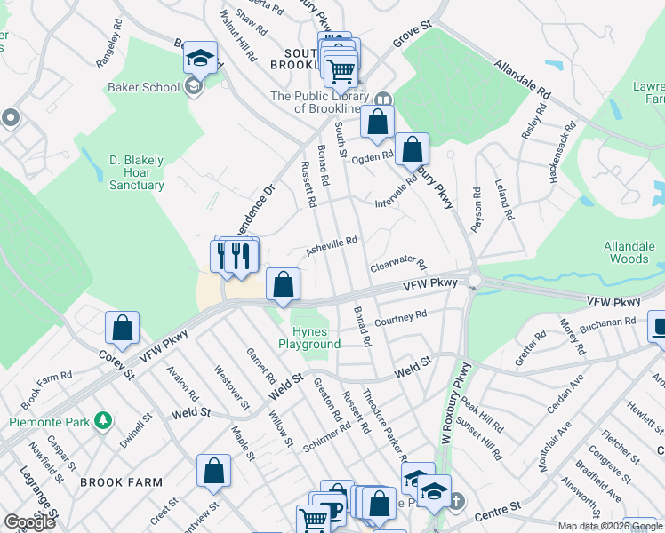 map of restaurants, bars, coffee shops, grocery stores, and more near in 