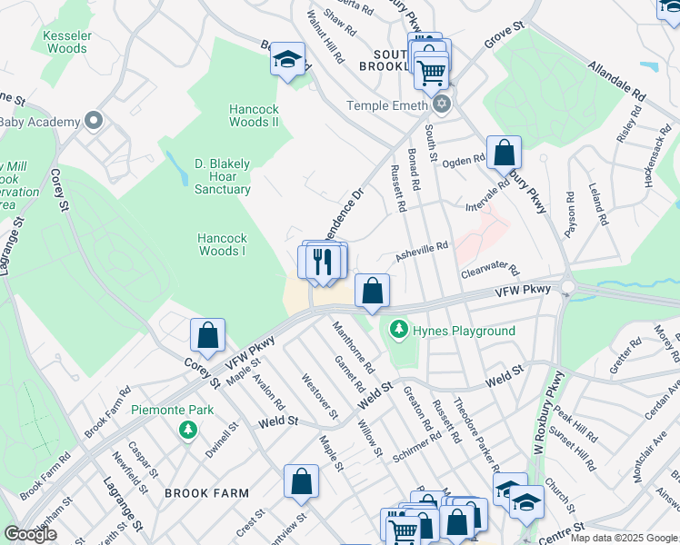 map of restaurants, bars, coffee shops, grocery stores, and more near in Boston