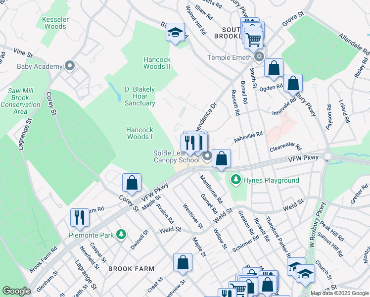 map of restaurants, bars, coffee shops, grocery stores, and more near 257 Independence Drive in Boston