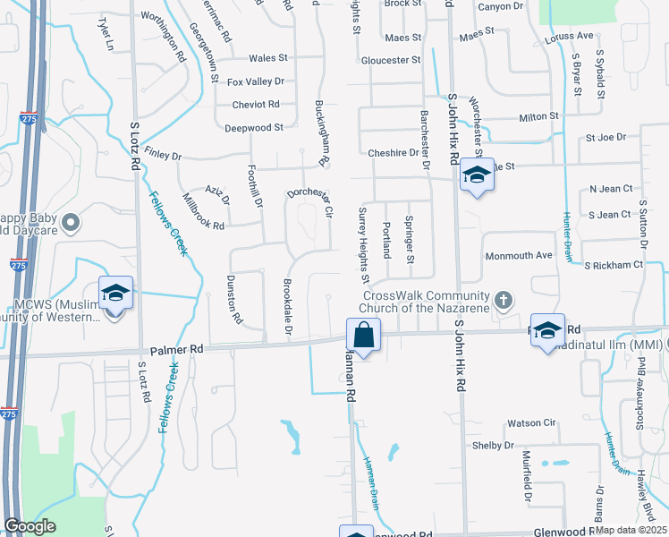 map of restaurants, bars, coffee shops, grocery stores, and more near 1622 Orchard Drive in Canton