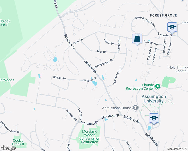 map of restaurants, bars, coffee shops, grocery stores, and more near in Worcester