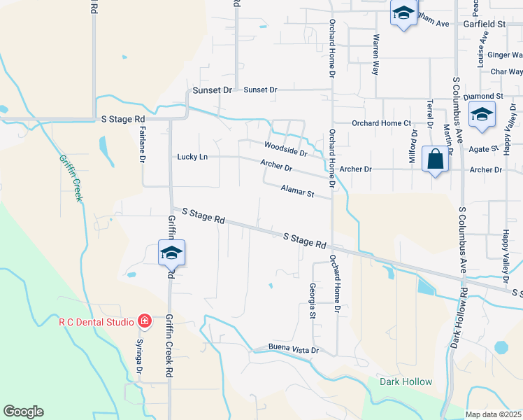 map of restaurants, bars, coffee shops, grocery stores, and more near 2274 South Stage Road in Medford