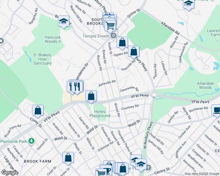 map of restaurants, bars, coffee shops, grocery stores, and more near in 