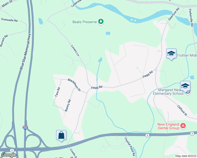 map of restaurants, bars, coffee shops, grocery stores, and more near 43 Flagg Road in Southborough