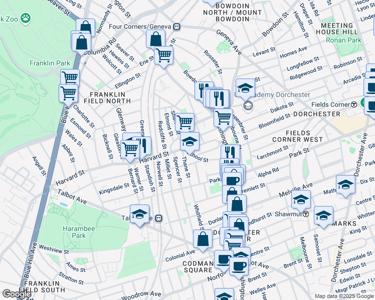 map of restaurants, bars, coffee shops, grocery stores, and more near 49 School Street in Boston