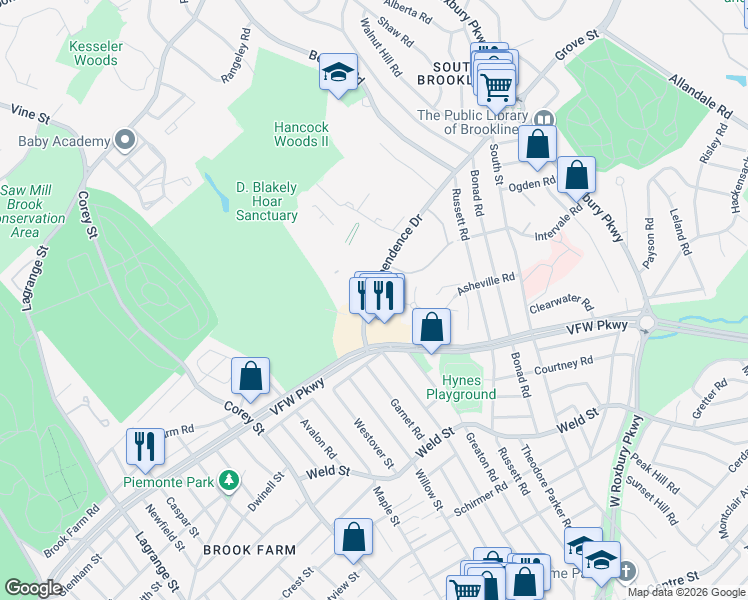map of restaurants, bars, coffee shops, grocery stores, and more near 260 Independence Drive in Boston