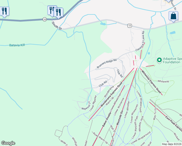 map of restaurants, bars, coffee shops, grocery stores, and more near 121 Brainard Ridge Rd in Windham