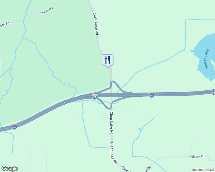 map of restaurants, bars, coffee shops, grocery stores, and more near 4150 Clear Lake Road in Grass Lake