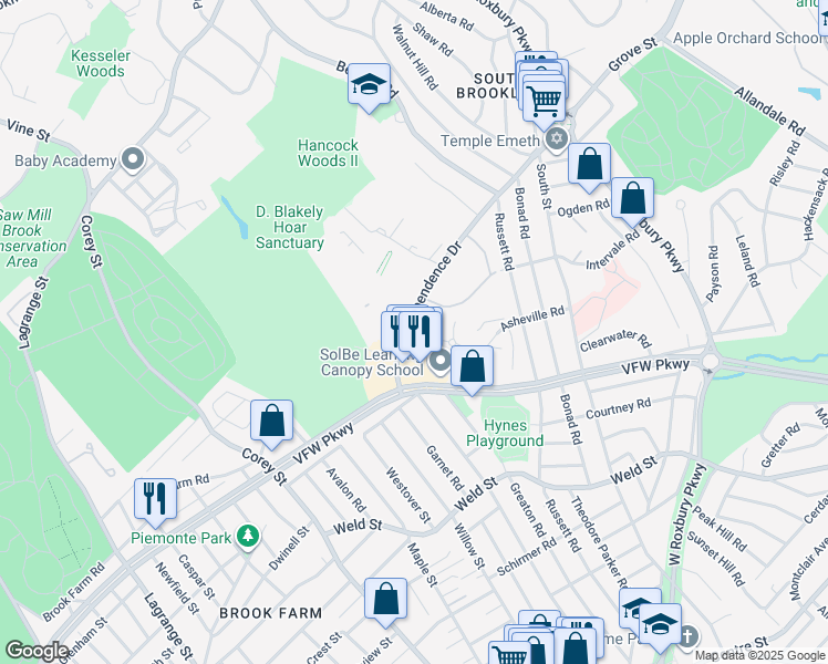 map of restaurants, bars, coffee shops, grocery stores, and more near in Boston