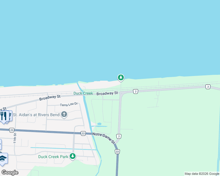 map of restaurants, bars, coffee shops, grocery stores, and more near 375 Charron Beach Road in Belle River