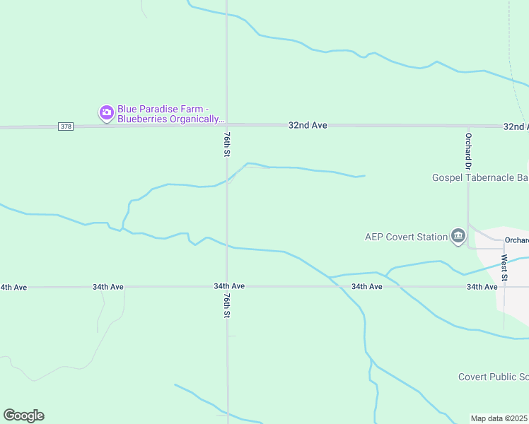 map of restaurants, bars, coffee shops, grocery stores, and more near 32757 76th Street in Covert