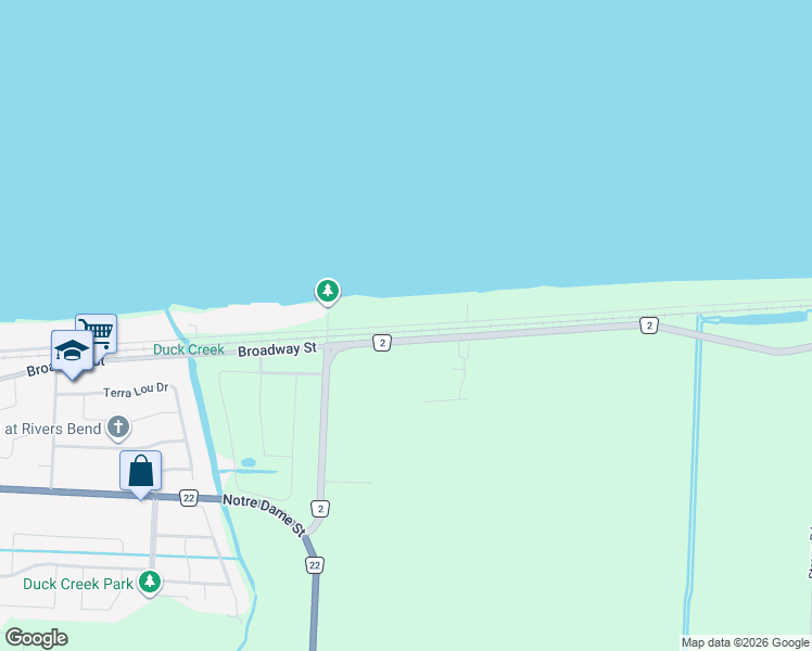 map of restaurants, bars, coffee shops, grocery stores, and more near 425 Charron Beach Road in Lakeshore