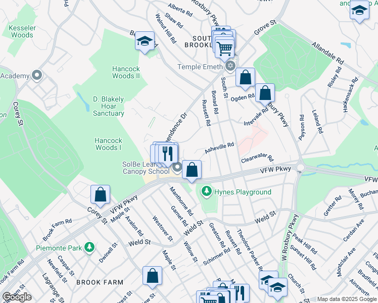 map of restaurants, bars, coffee shops, grocery stores, and more near 276 Independence Drive in Boston