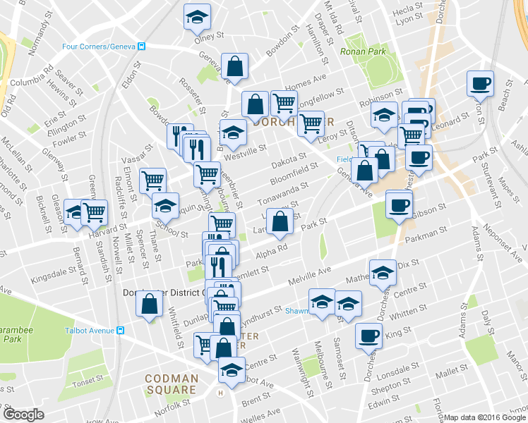map of restaurants, bars, coffee shops, grocery stores, and more near 48-50 Lindsey Street in Boston