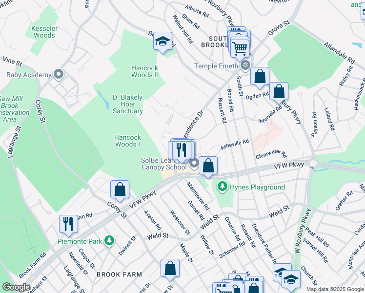 map of restaurants, bars, coffee shops, grocery stores, and more near in Boston